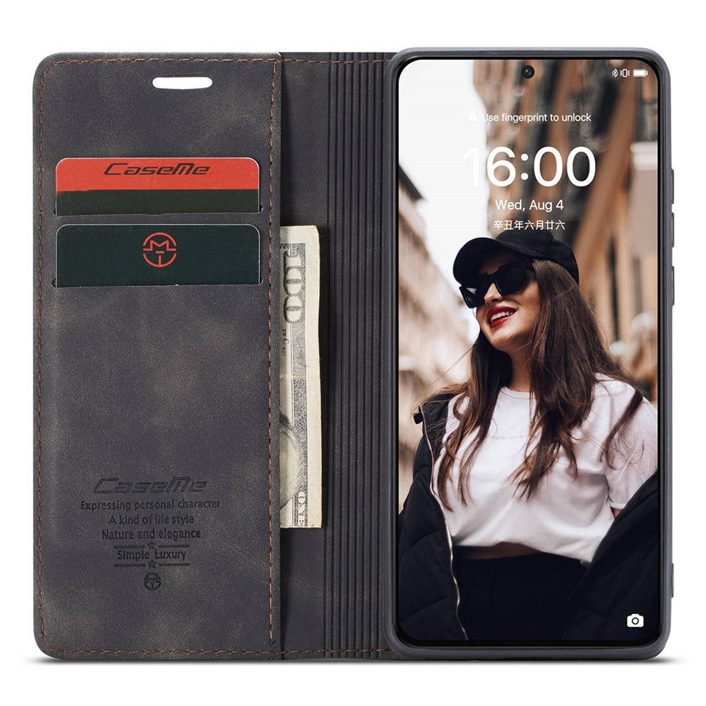 CASEME 013-serien för Huawei P50 plånboksfodral i PU-läder, vikbart stativ, magnetiskt, självabsorberande fällskydd