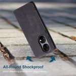 CASEME 013-serien för Huawei P50 plånboksfodral i PU-läder, vikbart stativ, magnetiskt, självabsorberande fällskydd