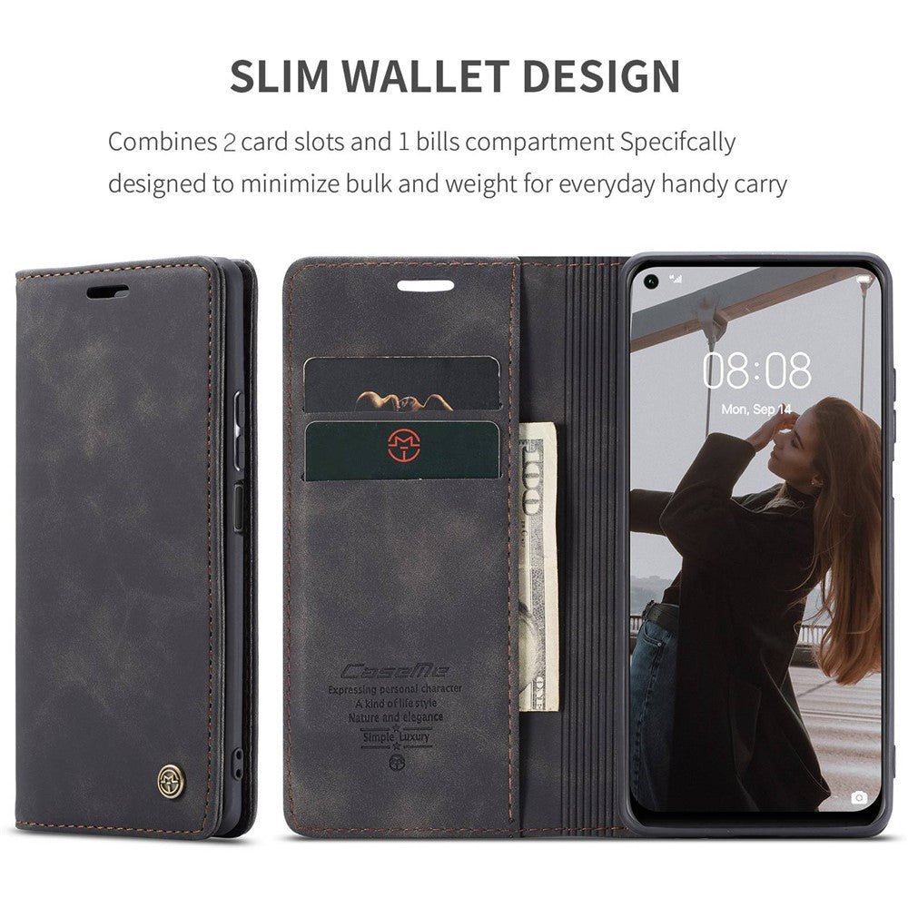 CASEME 013 Series for Huawei P40 lite 4G/Nova 7i/nova 6 SE PU Leather Folio Flip Wallet Cover Adjustable Stand Phone Case