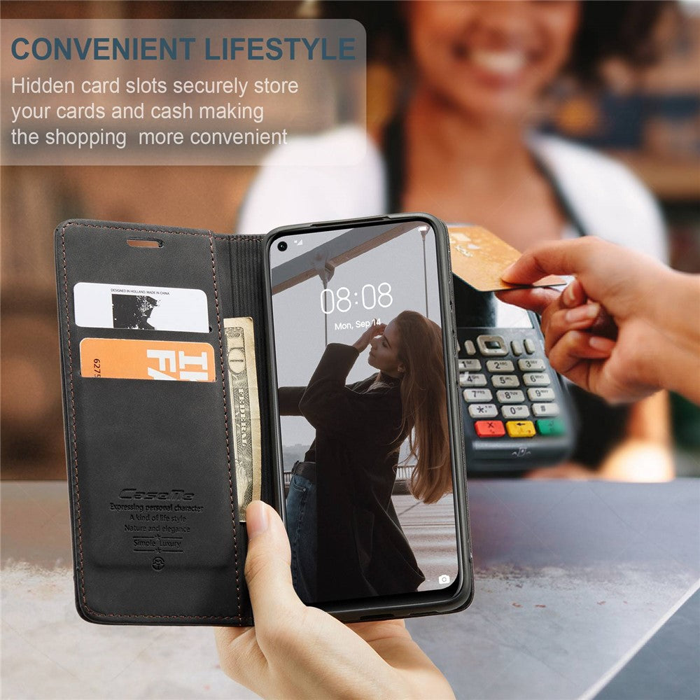 CASEME 013 Series for Huawei P40 lite 4G/Nova 7i/nova 6 SE PU Leather Folio Flip Wallet Cover Adjustable Stand Phone Case
