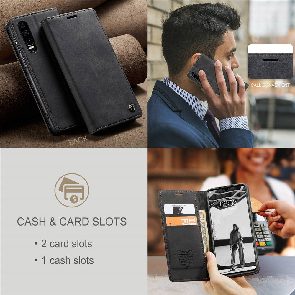 CASEME 013 Series for Huawei P30 Shockproof PU Leather Stand Cover Anti-scratch Wallet Phone Case