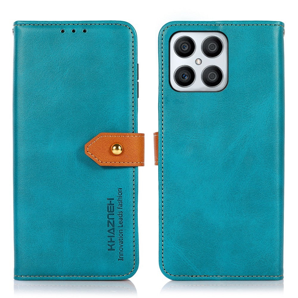 KHAZNEH til Honor X8 4G Magnetisk Lukkestativcover, Dual Farve Læder Flip Wallet Telefoncover