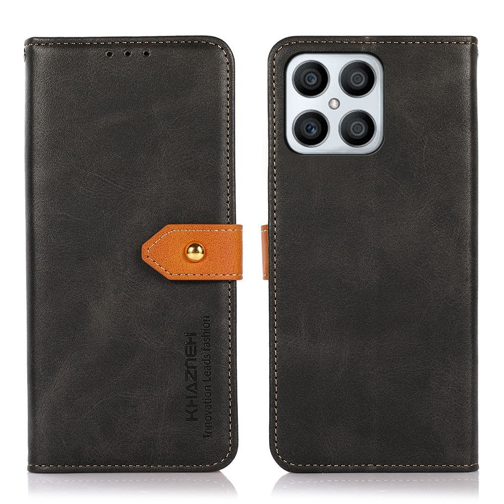 KHAZNEH til Honor X8 4G Magnetisk Lukkestativcover, Dual Farve Læder Flip Wallet Telefoncover