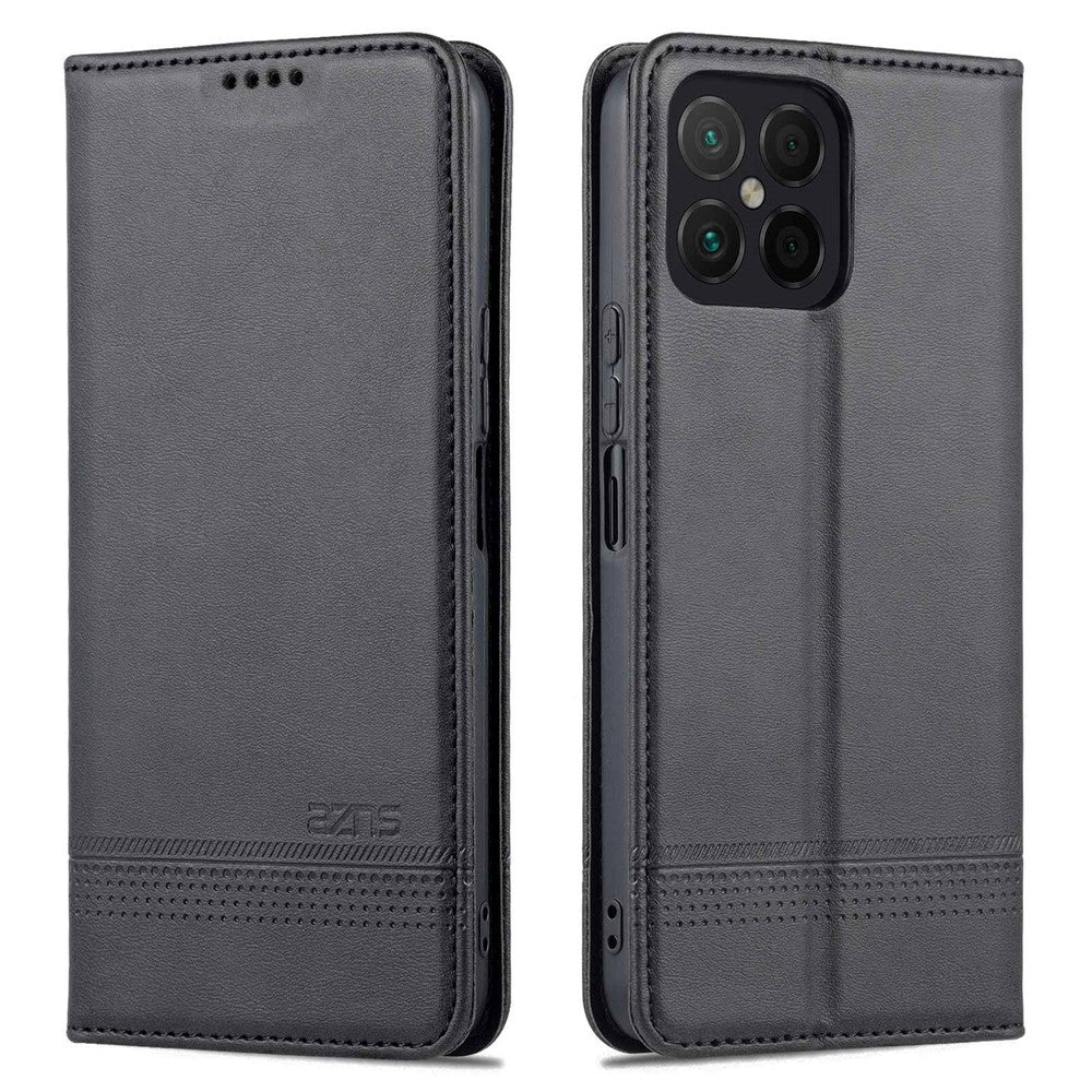 AZNS for Honor X8 4G PU Leather Flip Protective Cover Stand Magnetic Auto-absorbed TPU Shockproof Inner Case with Wallet Function