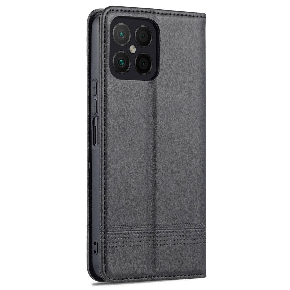 AZNS for Honor X8 4G PU Leather Flip Protective Cover Stand Magnetic Auto-absorbed TPU Shockproof Inner Case with Wallet Function