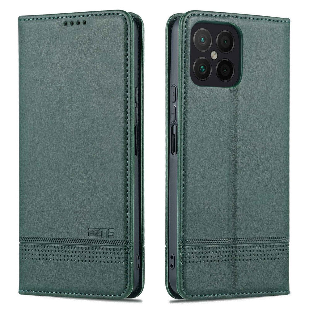 AZNS for Honor X8 4G PU Leather Flip Protective Cover Stand Magnetic Auto-absorbed TPU Shockproof Inner Case with Wallet Function