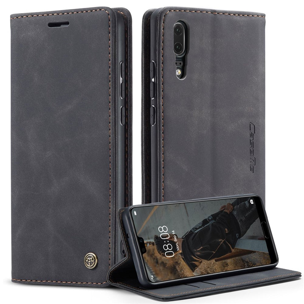CASEME 013-serien för Huawei P20, vikbart stativ, mobilskal, självabsorberande plånboksfodral i PU-läder