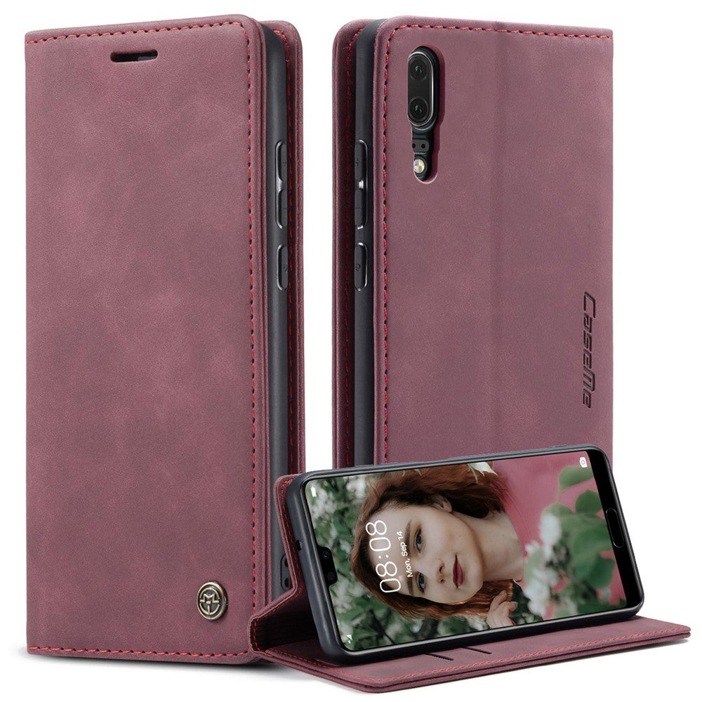 CASEME 013-serien för Huawei P20, vikbart stativ, mobilskal, självabsorberande plånboksfodral i PU-läder