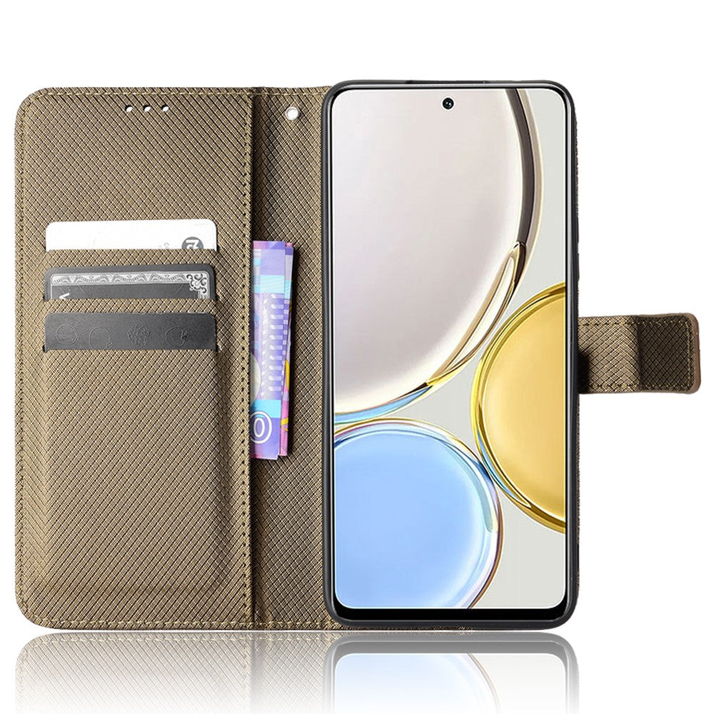 Mobiltelefoncover til Honor X9 4G/5G/Magic4 Lite 4G/5G/X30 5G Diamanttekstur PU-læder+TPU Dobbeltlags beskyttende pung-telefoncover med rem