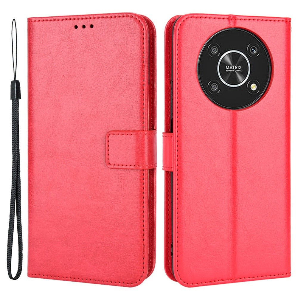 For Honor X9 4G/5G/Magic4 Lite 4G/5G/X30 5G PU-læder Magnetisk Etui Crazy Horse Tekstur Indre TPU Anti-ridse Ståpung-cover med Rem