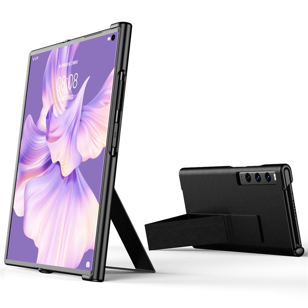 Huawei Mate Xs 2 PU-läderskal Stativ Reptåligt Stötsäkert Stöd Skyddande Skal