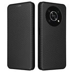 For Honor X9 5G/X30/Magic4 Lite 5G Carbon Fiber Texture PU Leather Soft TPU Folio Flip Cover Card Slot Stand Magnetic Auto-absorbed Case