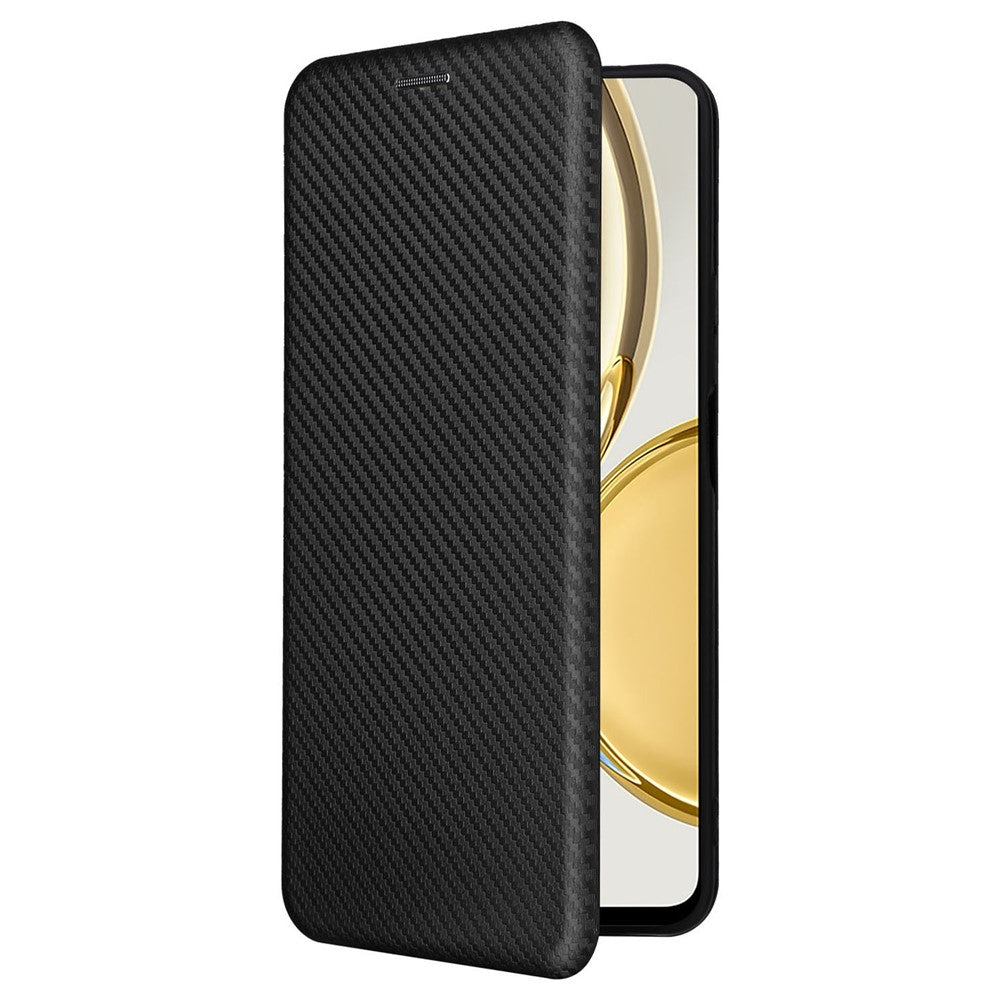 For Honor X9 5G/X30/Magic4 Lite 5G Carbon Fiber Texture PU Leather Soft TPU Folio Flip Cover Card Slot Stand Magnetic Auto-absorbed Case
