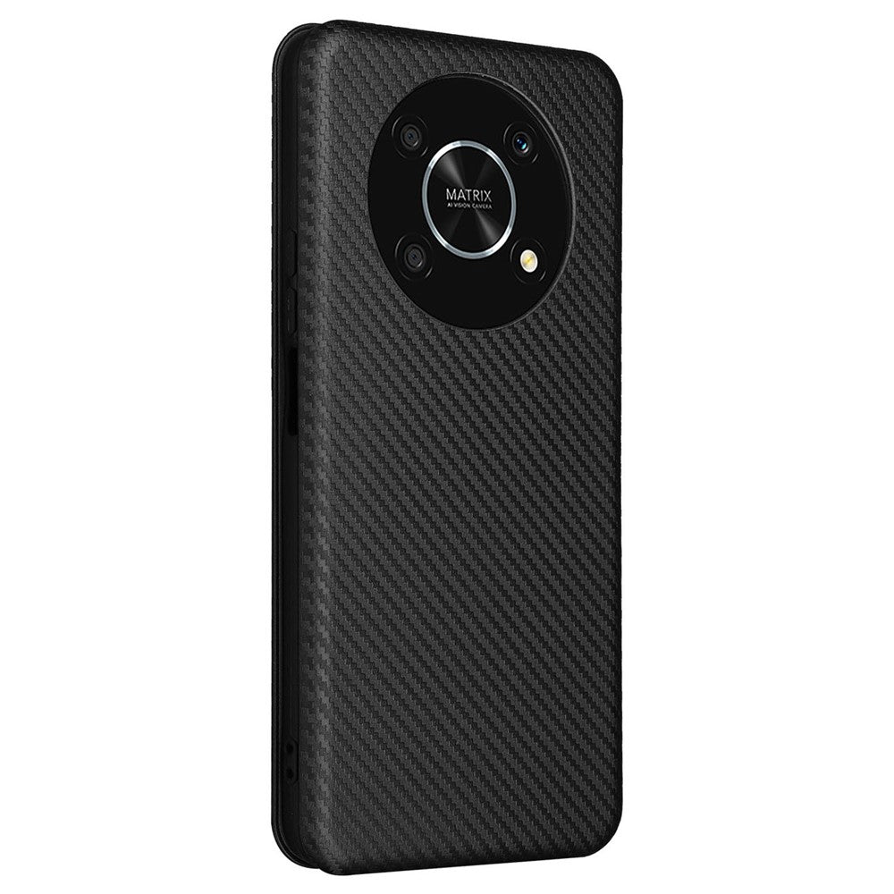For Honor X9 5G/X30/Magic4 Lite 5G Carbon Fiber Texture PU Leather Soft TPU Folio Flip Cover Card Slot Stand Magnetic Auto-absorbed Case