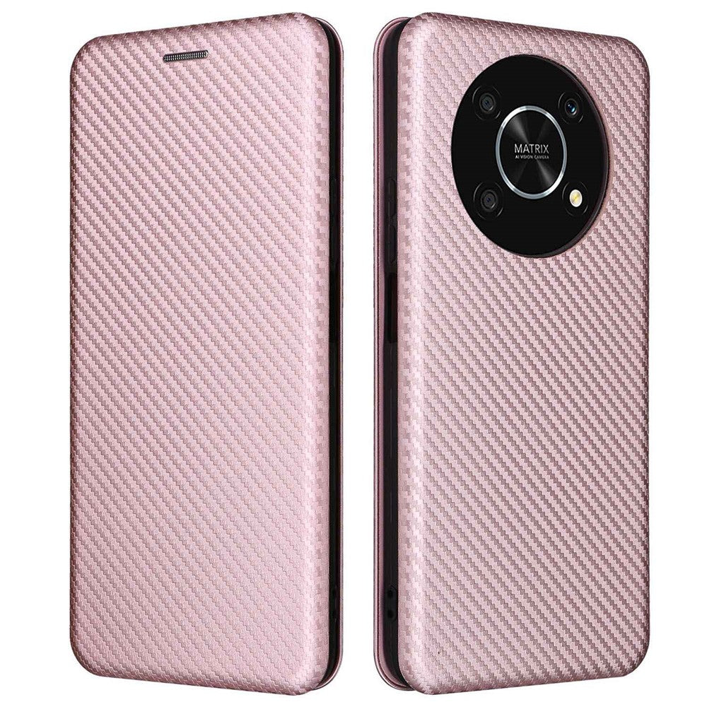For Honor X9 5G/X30/Magic4 Lite 5G Carbon Fiber Texture PU Leather Soft TPU Folio Flip Cover Card Slot Stand Magnetic Auto-absorbed Case