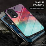 For Honor 70 5G Anti-scratch Phone Case Tempered Glass+Hard PC + Soft TPU Starry Sky Pattern Phone Cover