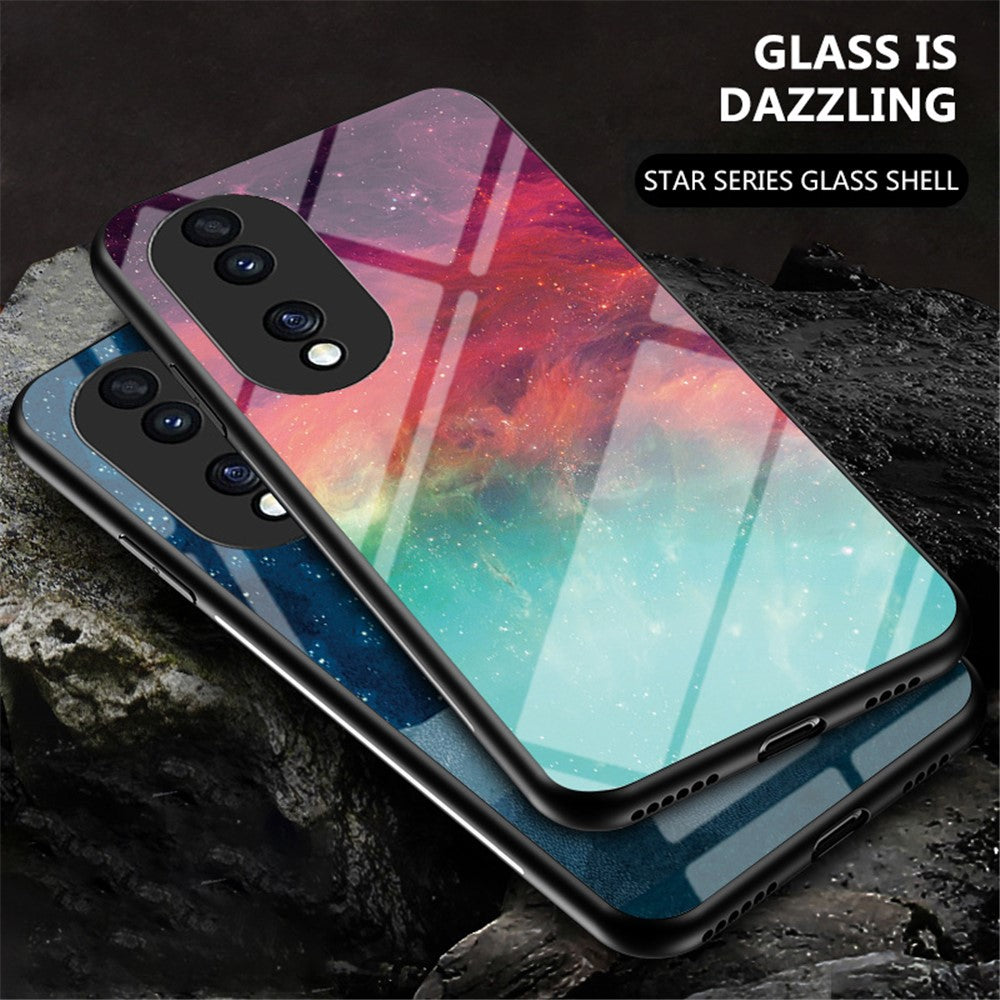 For Honor 70 5G Anti-scratch Phone Case Tempered Glass+Hard PC + Soft TPU Starry Sky Pattern Phone Cover