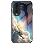 For Honor 70 5G Anti-scratch Phone Case Tempered Glass+Hard PC + Soft TPU Starry Sky Pattern Phone Cover