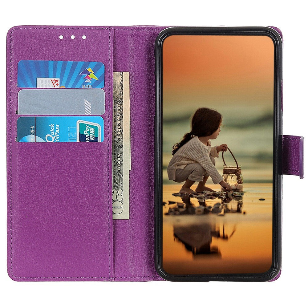 Huawei Nova Y70 4G/Y70 Plus 4G Litchi Texture Plånboksfodral PU-läder Stativ Stötsäkert TPU Skyddsskal