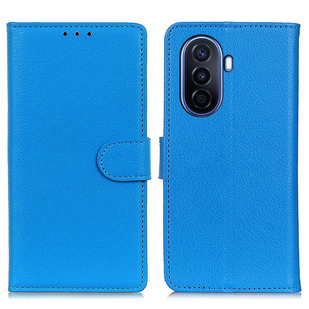 Huawei Nova Y70 4G/Y70 Plus 4G Litchi Texture Plånboksfodral PU-läder Stativ Stötsäkert TPU Skyddsskal