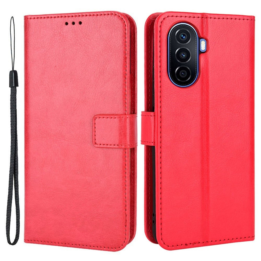 Cover med Crazy Horse-tekstur til Huawei Nova Y70 4G/Nova Y70 Plus 4G, stativtegnebøge, PU-læder, ridsefast mobilcover