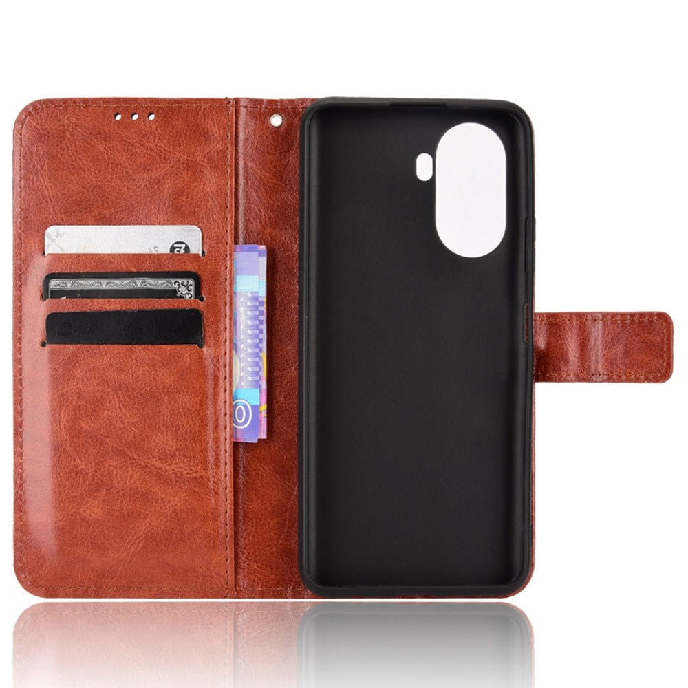 Cover med Crazy Horse-tekstur til Huawei Nova Y70 4G/Nova Y70 Plus 4G, stativtegnebøge, PU-læder, ridsefast mobilcover