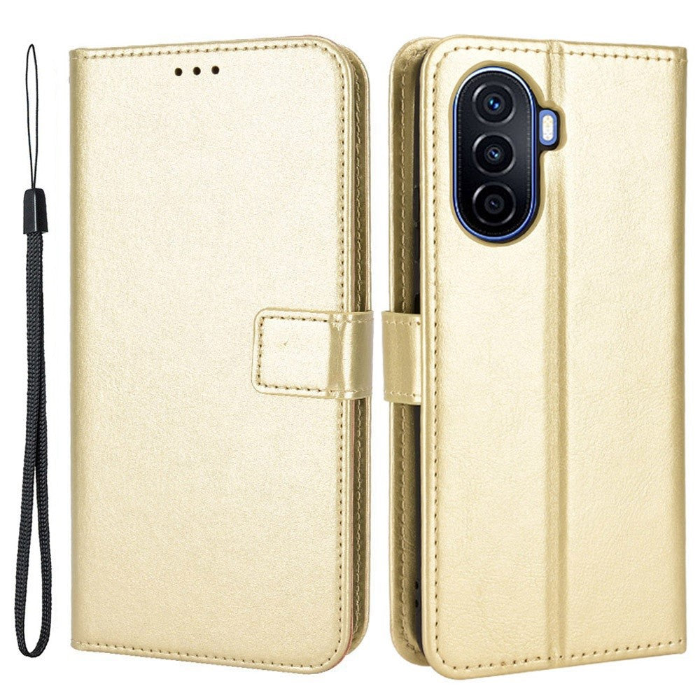 Cover med Crazy Horse-tekstur til Huawei Nova Y70 4G/Nova Y70 Plus 4G, stativtegnebøge, PU-læder, ridsefast mobilcover