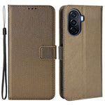Diamond Texture Case for Huawei nova Y70 4G/nova Y70 Plus 4G, Stand Wallet Anti-wear Leather Protective Phone Cover with Strap