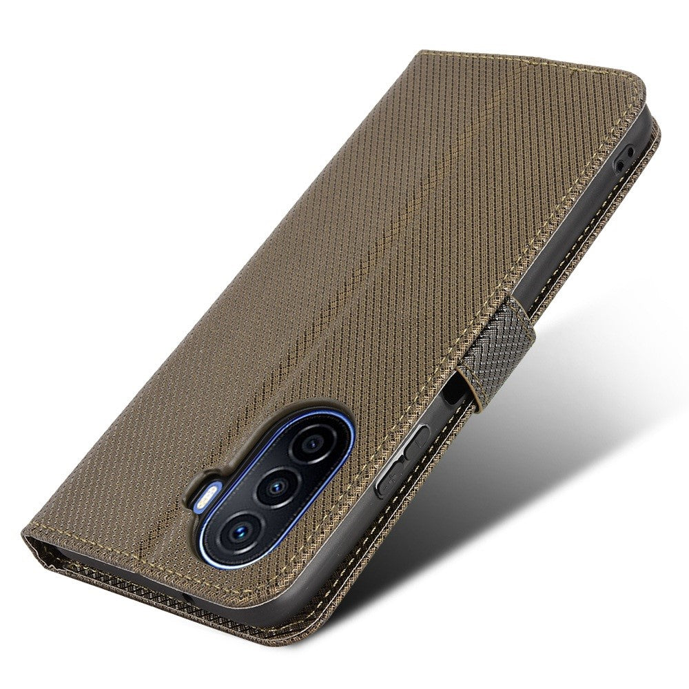Diamond Texture Case for Huawei nova Y70 4G/nova Y70 Plus 4G, Stand Wallet Anti-wear Leather Protective Phone Cover with Strap
