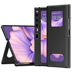 Sammenfoldeligt mobilcover til Huawei Mate Xs 2 i hulmønstret PU-læderbeklædt PC med litchistruktur, magnetisk lukning og stander