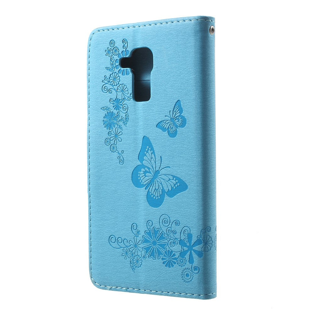 Imprint Floral Butterfly Leather Stand Card Slot Cover for Huawei Honor 5c / GT3
