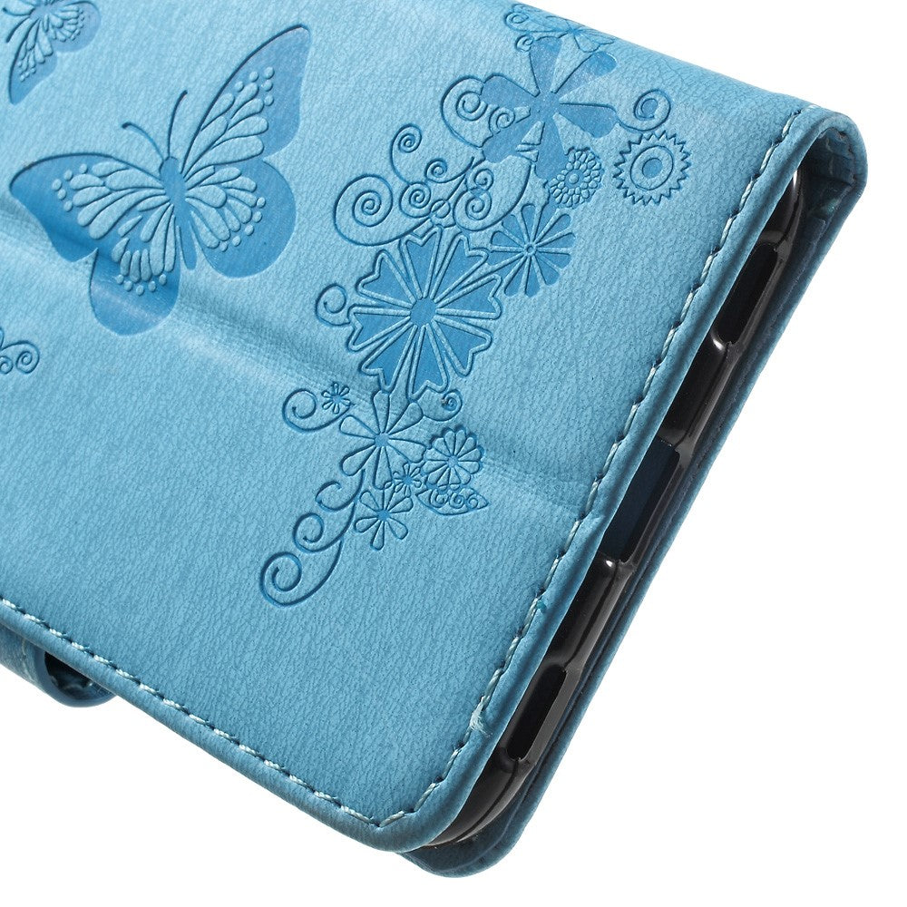 Imprint Floral Butterfly Leather Stand Card Slot Cover for Huawei Honor 5c / GT3