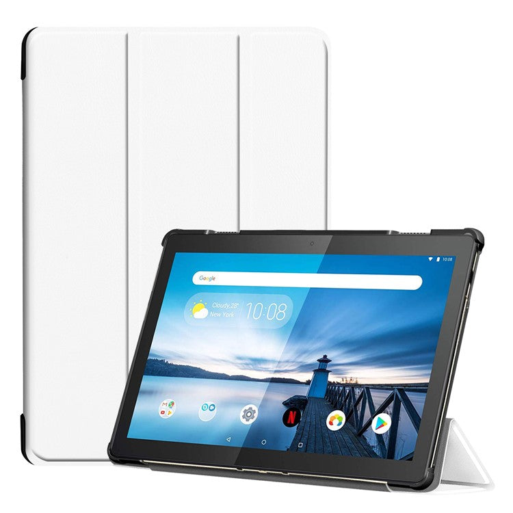 Tri-fold Stand Leather Case Narrow Bezel Design Dual-Angle Supporting Tablet Cover for Lenovo Tab M10 TB-X605F/TB-X505F