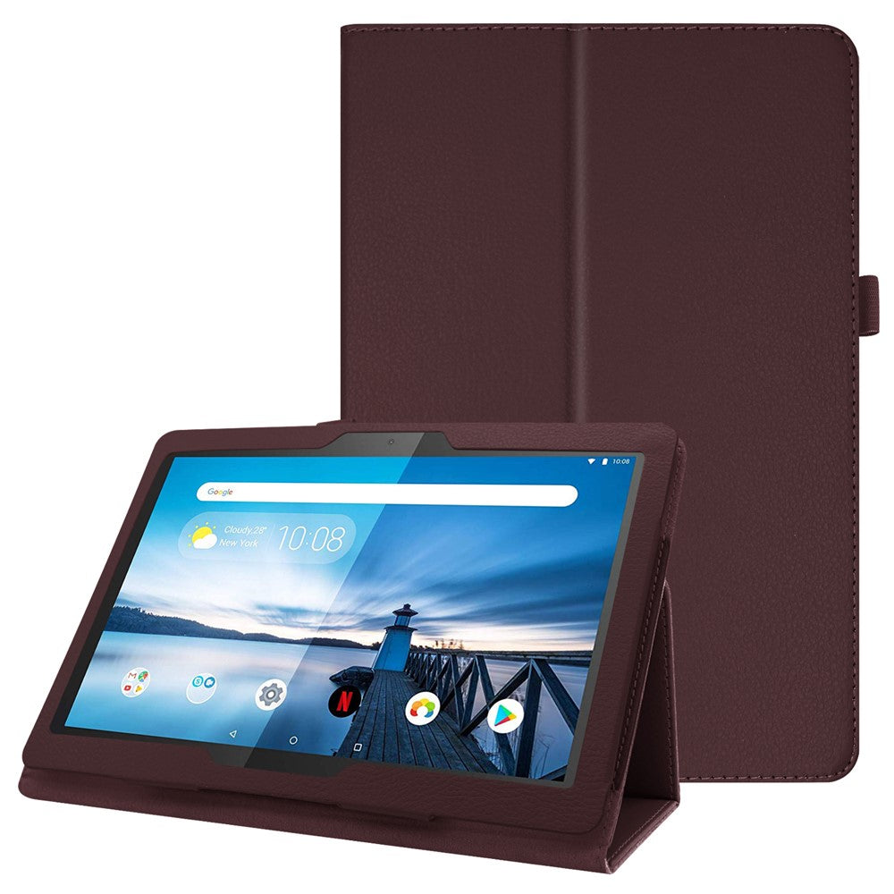 Reptåligt stötsäkert läderfodral med litchitextur för Lenovo Tab M10 TB-X605F