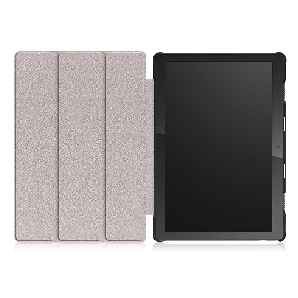Trippelvikbart stativ i läder, smart auto-väcknings-/sömnfodral för Lenovo Tab M10 TB-X605F/TB-X505