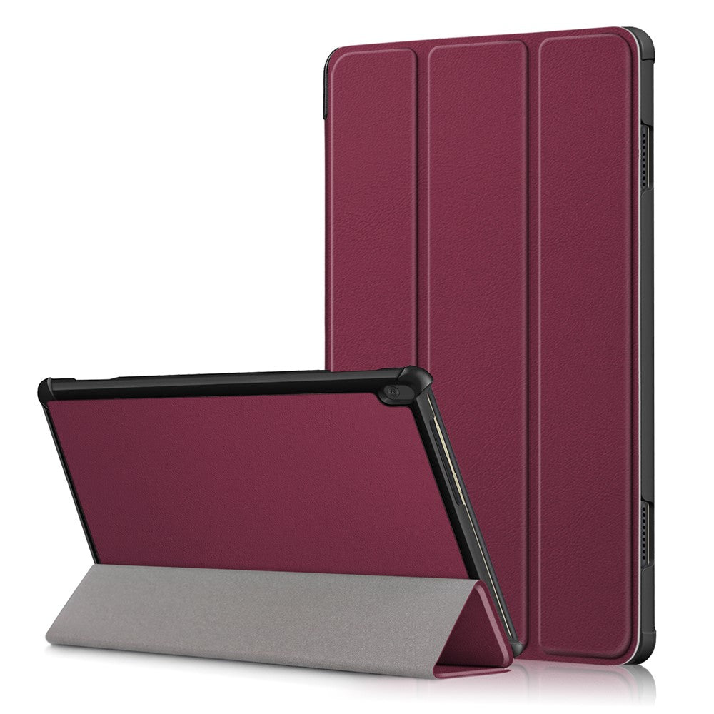 Trippelvikbart stativ i läder, smart auto-väcknings-/sömnfodral för Lenovo Tab M10 TB-X605F/TB-X505