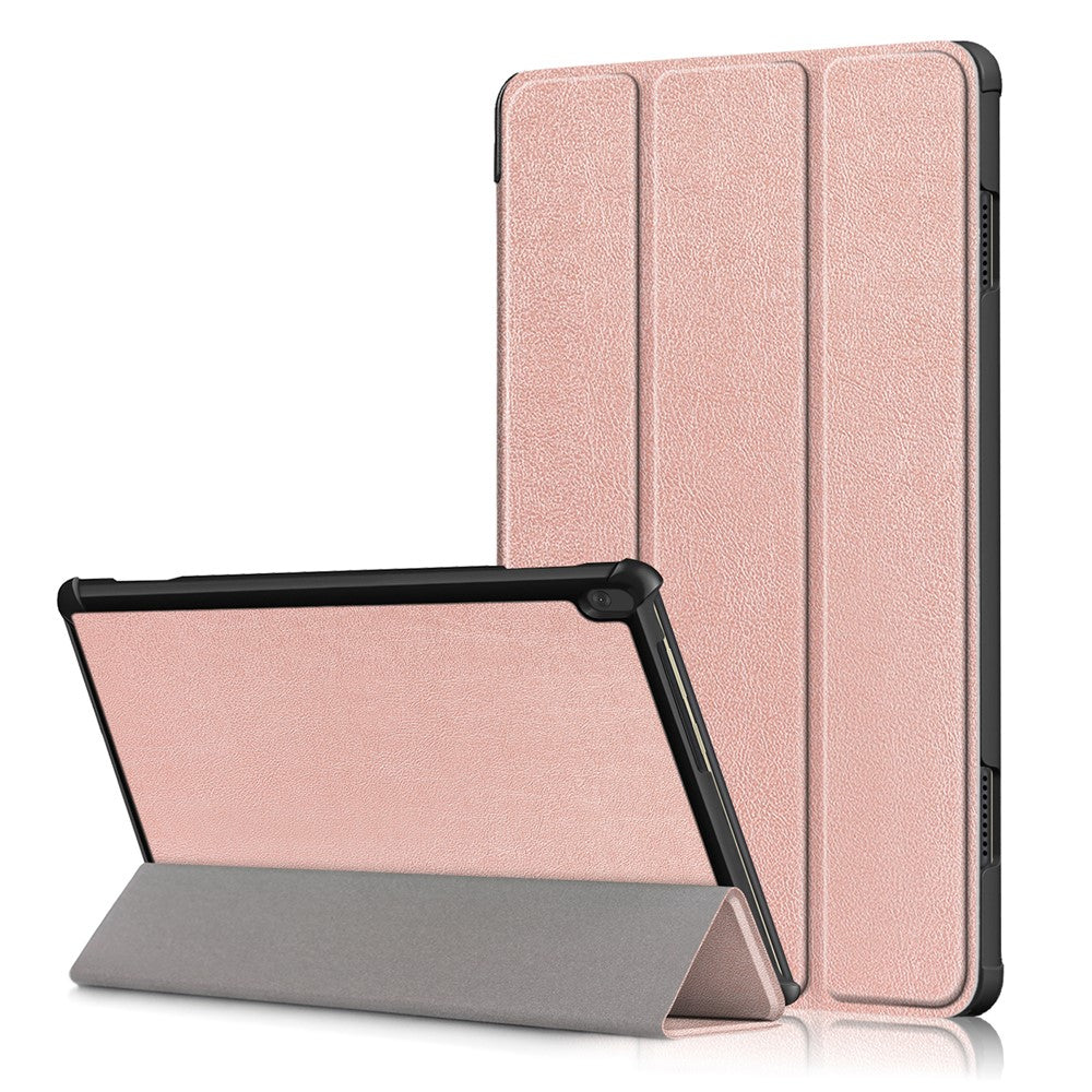 Trippelvikbart stativ i läder, smart auto-väcknings-/sömnfodral för Lenovo Tab M10 TB-X605F/TB-X505
