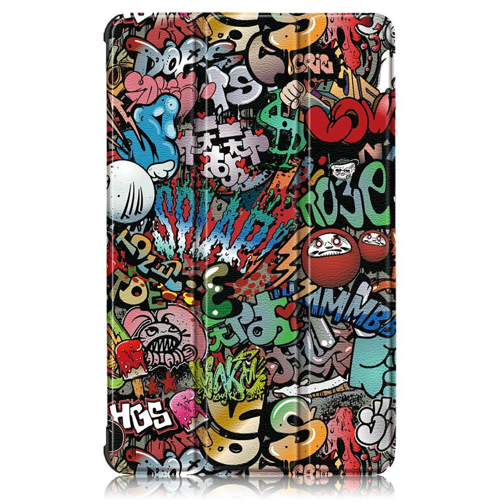 Printing Surface Tri-fold PU Leather Smart Cover for Lenovo Tab M8 (1st Gen) HD8505/M8 (2nd Gen) HD8705