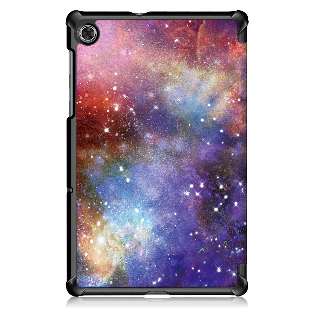 Pattern Printing Leather Smart Case Dual-Angle Tri-fold Stand Auto-Wake/Sleep Tablet Cover for Lenovo Smart Tab M10 FHD Plus/Tab M10 Plus TB-X606F