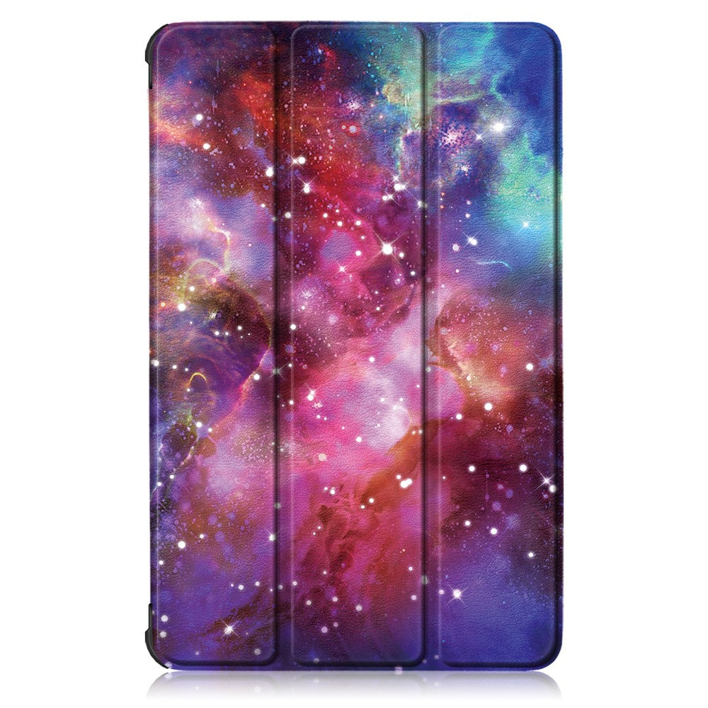 Pattern Printing Leather Smart Case Dual-Angle Tri-fold Stand Auto-Wake/Sleep Tablet Cover for Lenovo Smart Tab M10 FHD Plus/Tab M10 Plus TB-X606F