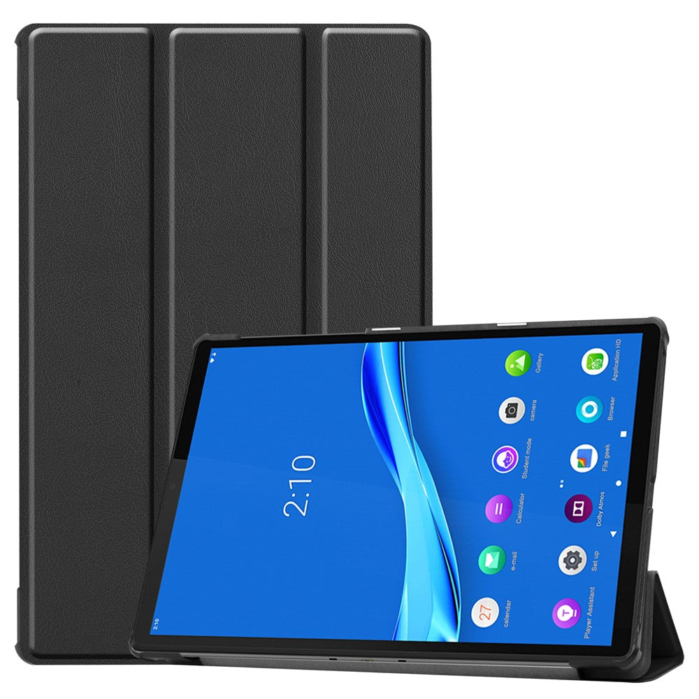 Trippelvikt läderfodral texturerat PU-läder + PC heltäckande skyddande surfplattefodral för Lenovo Tab M10 Plus TB-X606F