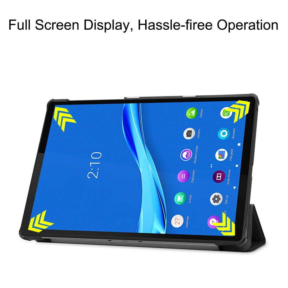 Trippelvikt läderfodral texturerat PU-läder + PC heltäckande skyddande surfplattefodral för Lenovo Tab M10 Plus TB-X606F
