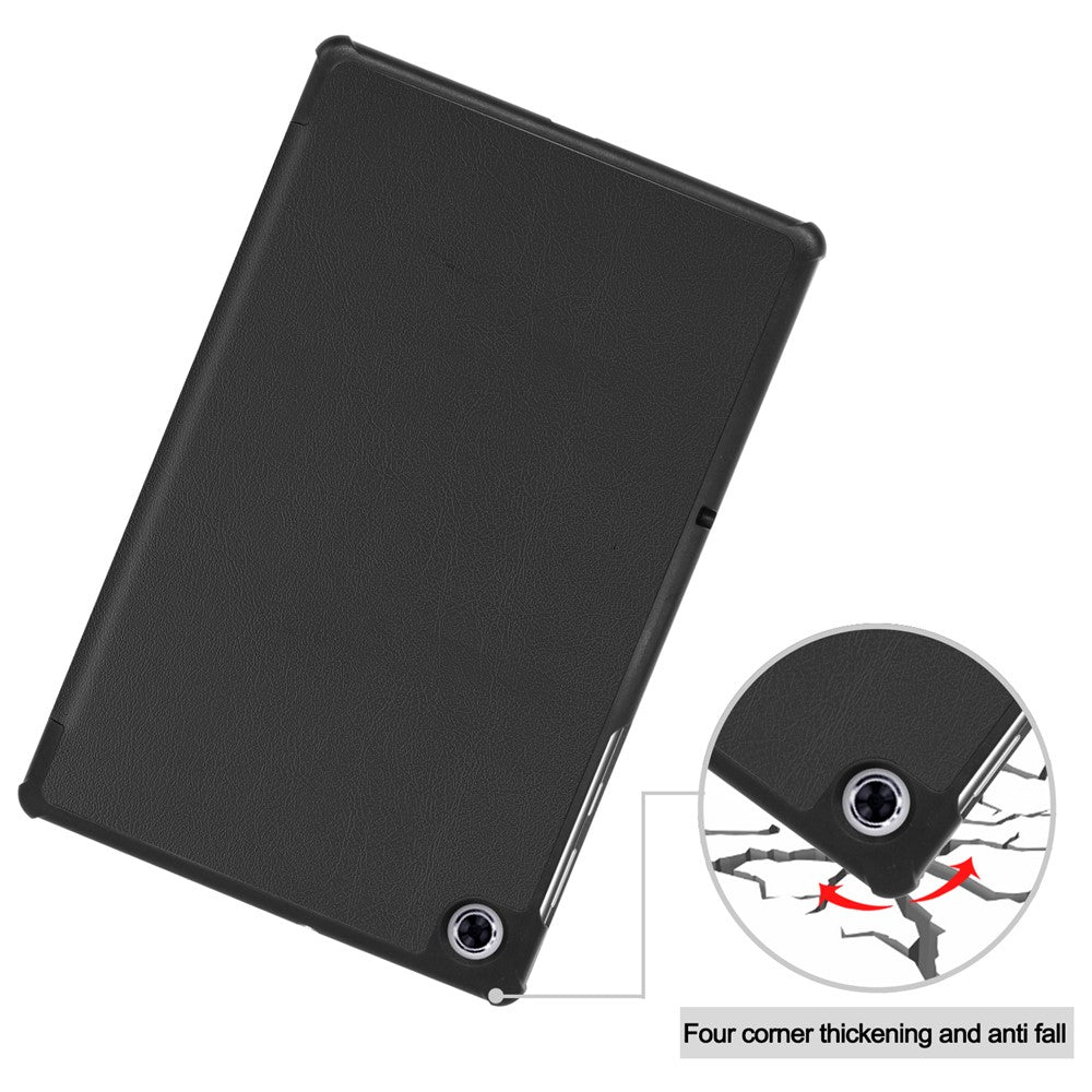 Trippelvikt läderfodral texturerat PU-läder + PC heltäckande skyddande surfplattefodral för Lenovo Tab M10 Plus TB-X606F