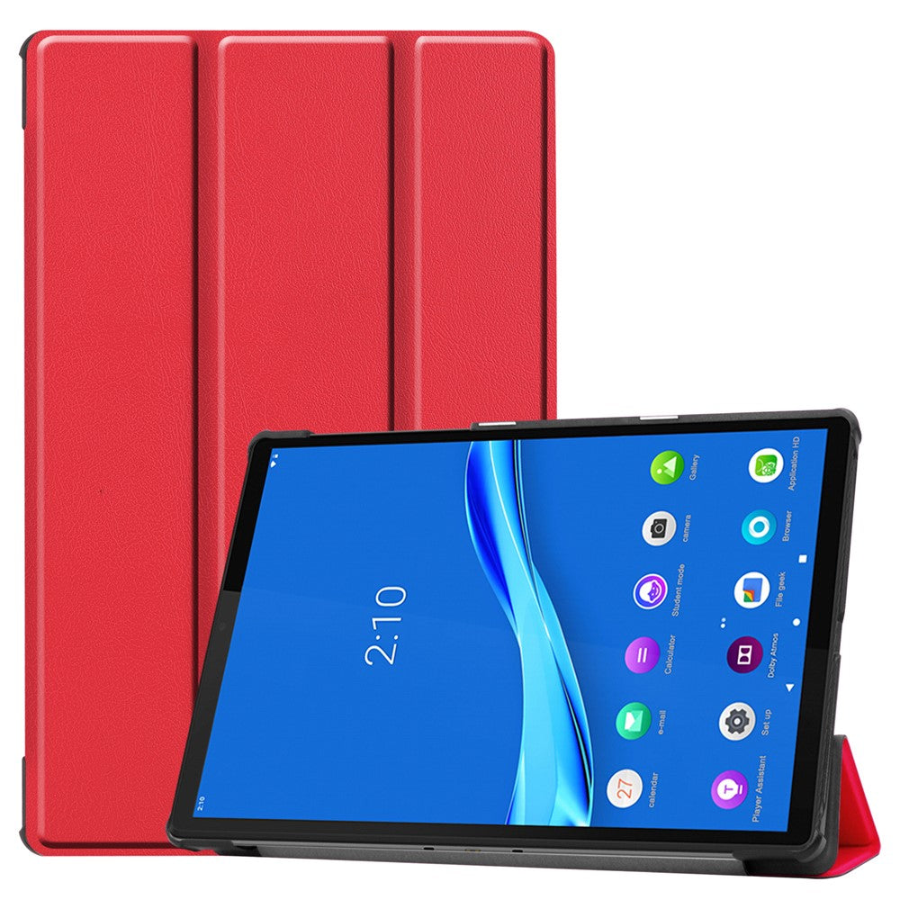 Trippelvikt läderfodral texturerat PU-läder + PC heltäckande skyddande surfplattefodral för Lenovo Tab M10 Plus TB-X606F