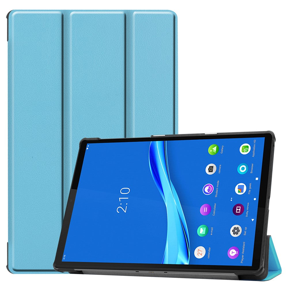 Trippelvikt läderfodral texturerat PU-läder + PC heltäckande skyddande surfplattefodral för Lenovo Tab M10 Plus TB-X606F