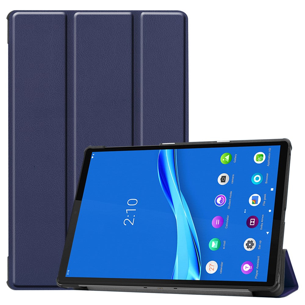 Trippelvikt läderfodral texturerat PU-läder + PC heltäckande skyddande surfplattefodral för Lenovo Tab M10 Plus TB-X606F