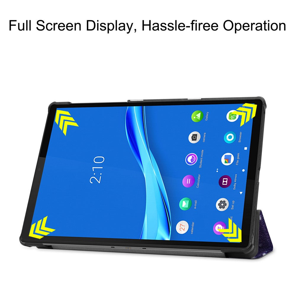 Mönstertryck, trippelvikt läderfodral, reptåligt, stötsäkert surfplattefodral för Lenovo Tab M10 Plus TB-X606F
