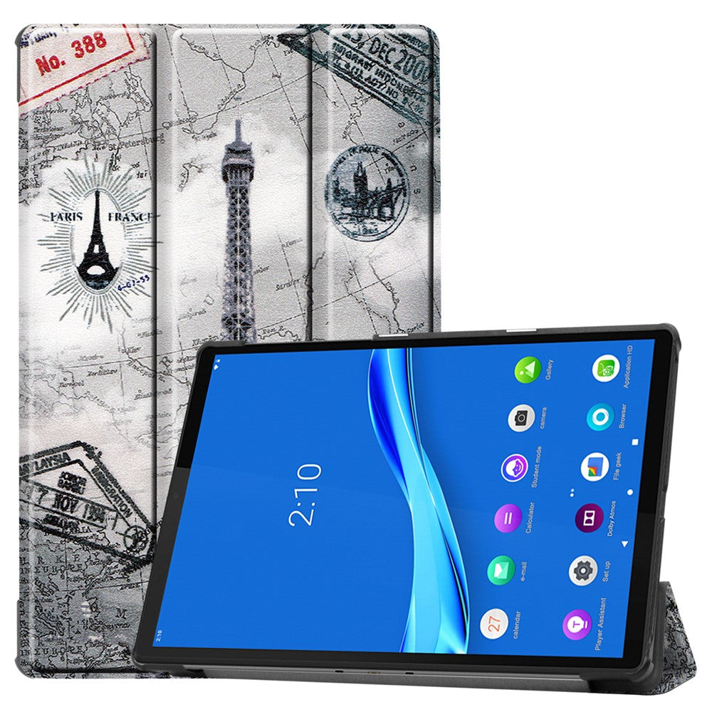 Mönstertryck, trippelvikt läderfodral, reptåligt, stötsäkert surfplattefodral för Lenovo Tab M10 Plus TB-X606F