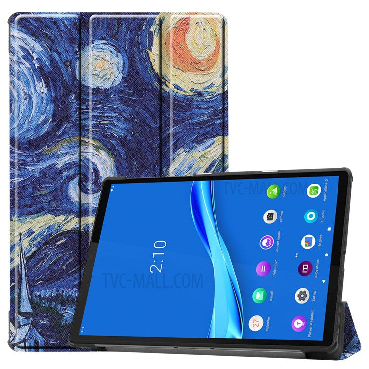Mönstertryck, trippelvikt läderfodral, reptåligt, stötsäkert surfplattefodral för Lenovo Tab M10 Plus TB-X606F