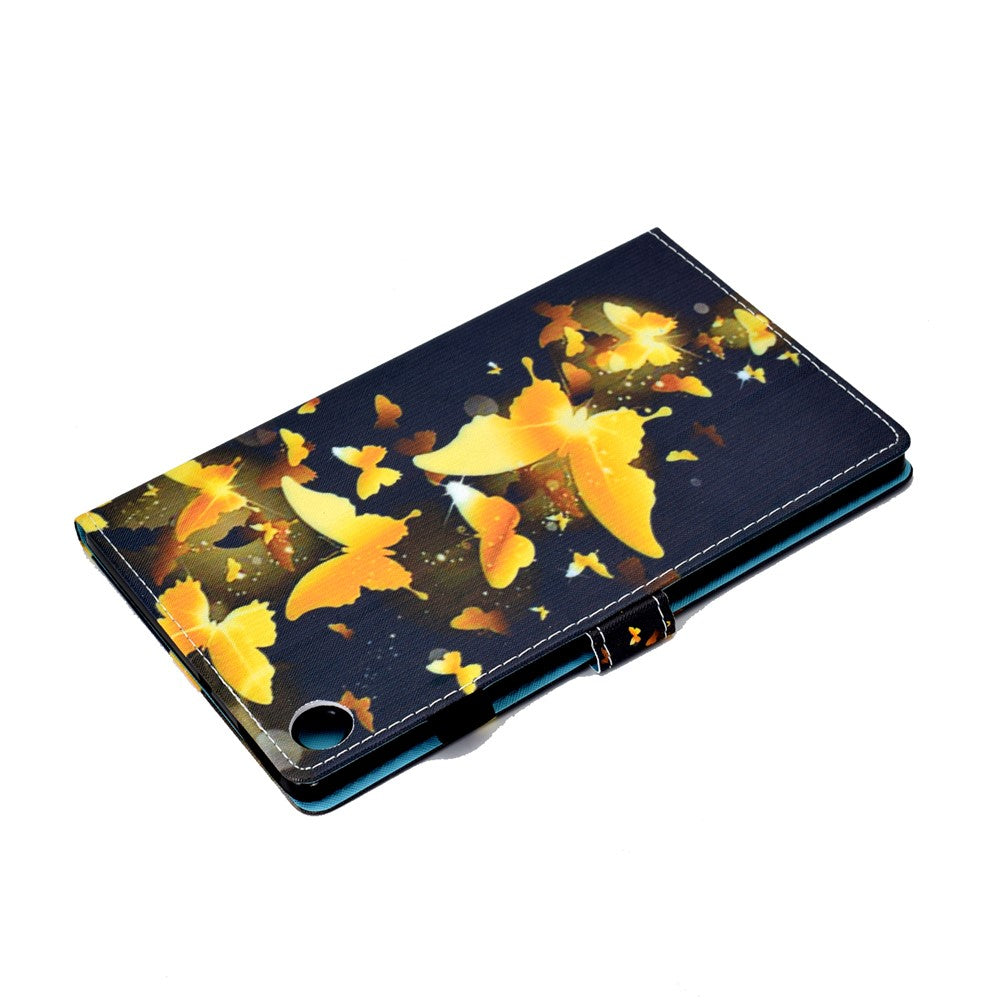 Mönstertryck Stativ Korthållare Läderfodral till Surfplatta för Lenovo Tab M10 Plus TB-X606F